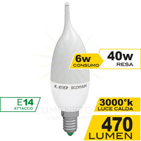 Lampadina Led Colpo Di Vento E W Luce Calda K Ecoman Vetro