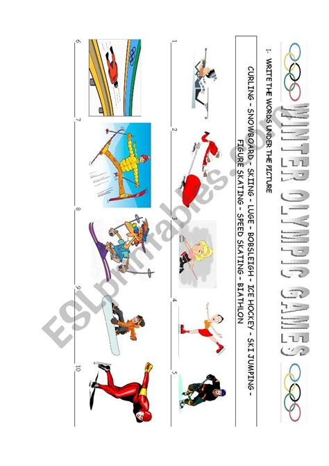 Winter Olympic Sports ESL Worksheet By Teacheraldomoya