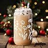 Amazon Coolife Floral Iced Coffee Cup 16 Oz Drinking Cute Glass