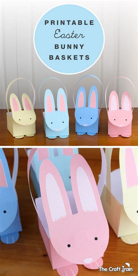 Free Printable Pastel Bunny Baskets For Easter Easter Arts And Crafts