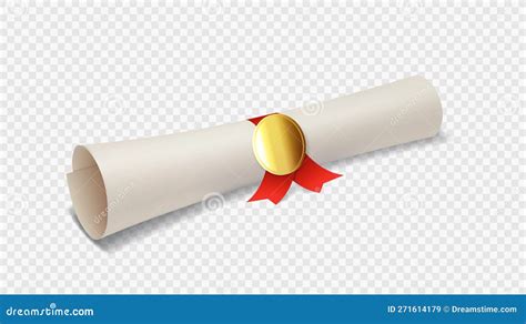 Graduation or Diploma Scroll with Red Ribbon Stock Vector - Illustration of degree, object ...