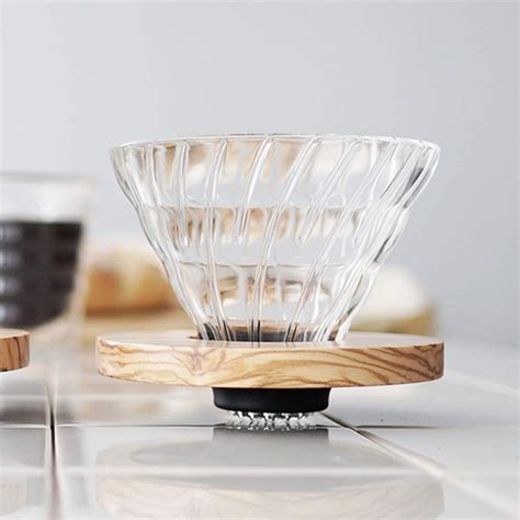 Hario V60 Glass Dripper Olive Wood 01 Raw Plus Coffee