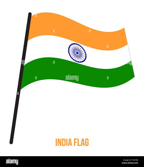 India Flag Waving Vector Illustration On White Background India