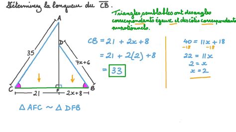 Vidéo question Déterminer une longueur dun côté dans des triangles