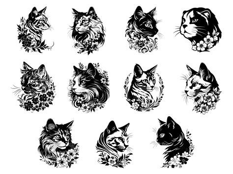 Floral Cat Svg Floral Cat Clipart Floral Cat Svg Files For Cricut