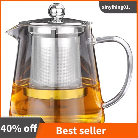 5sizes Good Clear Borosilicate Glass Teapot With 304 Stainless Steel Infuser Strainer Heat