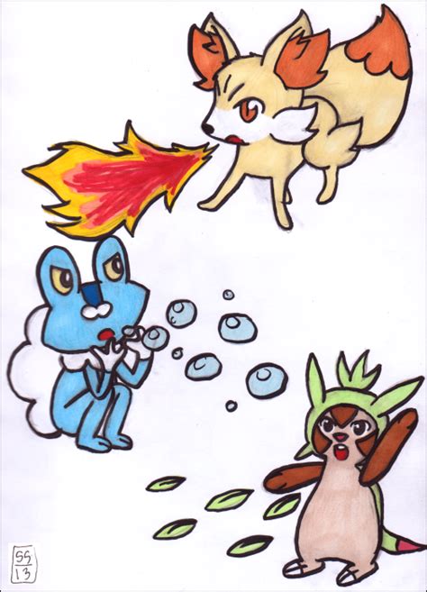 Pokemon X and Y starters by Reni6 on deviantART