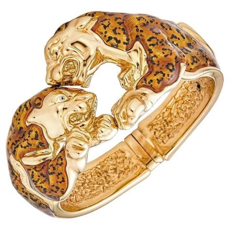 Gay Freres Wood And Gold Leopard Bangle At 1stDibs