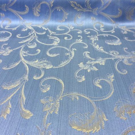 Details About Light Blue Gold Damask Jacquard Brocade Fabric 118 By