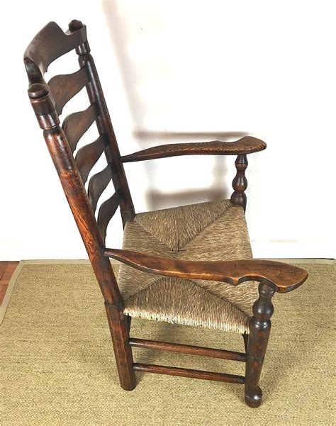 Elm And Ash Rush Seat Ladder Back Arm Chair C1830 Antiques Atlas