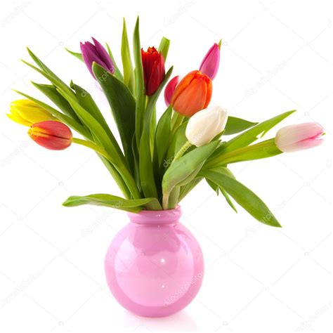 Colorful Tulips In Glass Vase Stock Photo By ©ivonnewierink 3623544