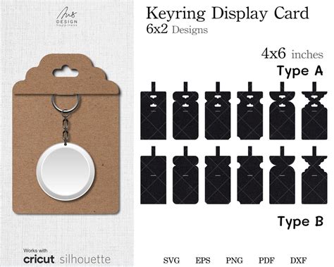 Keyring Display Card Holder Template SVG 2x6 Designs Keychain Card 4x6