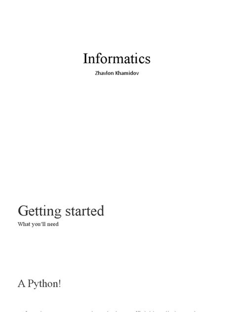 Informatics Zhavlon Khamidov Download Free Pdf Command Line Interface Python Programming