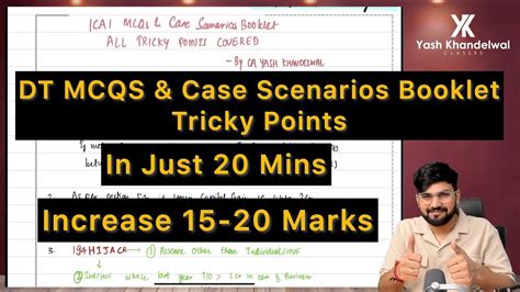 Mcq Booklet Tricky Points In Mins Dt Icai Mcqs Case Scenarios