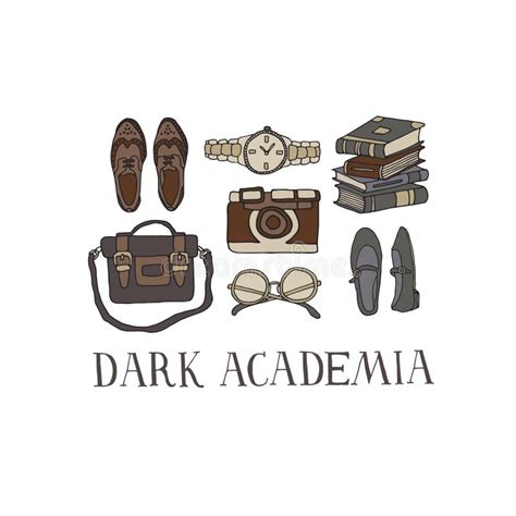 Dark Academia Concept Antique Store Collection Stock Vector