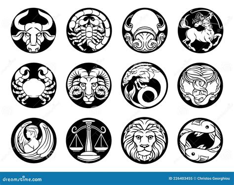 Horoscope Zodiac Astrology Star Signs Symbols Set Stock Vector