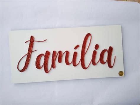 Quadro de String Art escrito Família Elo7 Produtos Especiais