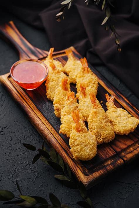 Fried Shrimps Tempura With Sweet Chili Sauce Stock Photo Image Of