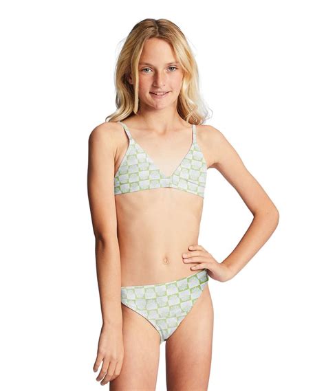 Moss Meadow Daisy Daze Day Triangle Bikini Girls A Stretchy Swim Set