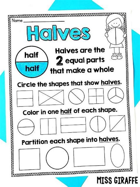 Teaching Halves Fourths Thirds And Eighths Worksheets And Activities Artofit