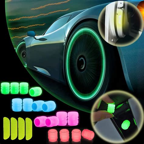 Amazon Pcs Fluorescent Car Tire Valve Caps Universal Glow