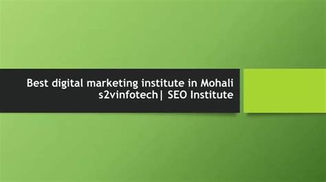 Ppt Best Digital Marketing Institute In Mohali Is S Vinfotech