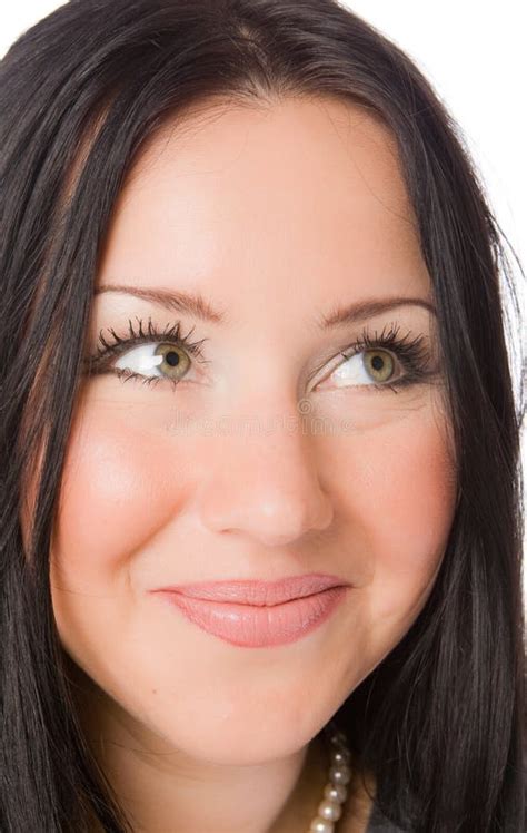 Close Up Portrait Of Pretty Brunette Isolated Stock Image Image Of