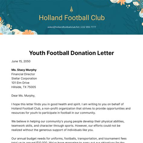 Football Team Donation Request Letter Infoupdate Org