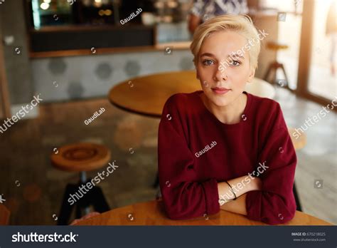 Portrait Caucasian Blonde Hair Female Looking Stock Photo Shutterstock