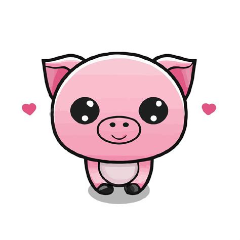 Cute Pig Illustration Pig Kawaii Chibi Vector Drawing Style Pig Cartoon