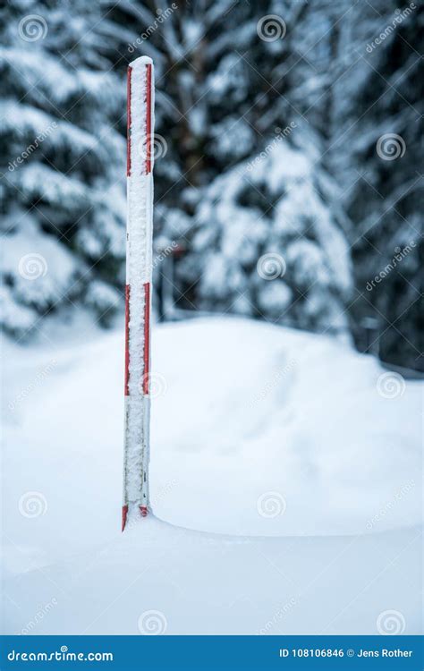 Measuring the Snow Depth with Ruler Stock Photo - Image of history ...