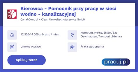 Oferta Pracy Kierowca Pomocnik Przy Pracy W Sieci Wodno