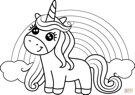 Dibujo De Unicornio Con Arcoiris Para Colorear Dibujos Para Colorear