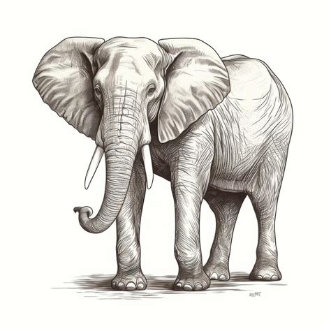 Premium Photo | Detailed African Elephant Pencil Drawing On White ...