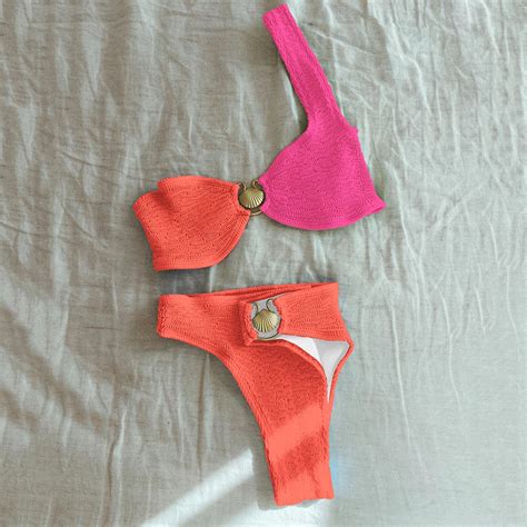 Sexy Shell One Shoulder Bikini Textured Swimwear Women 2022 High Cut