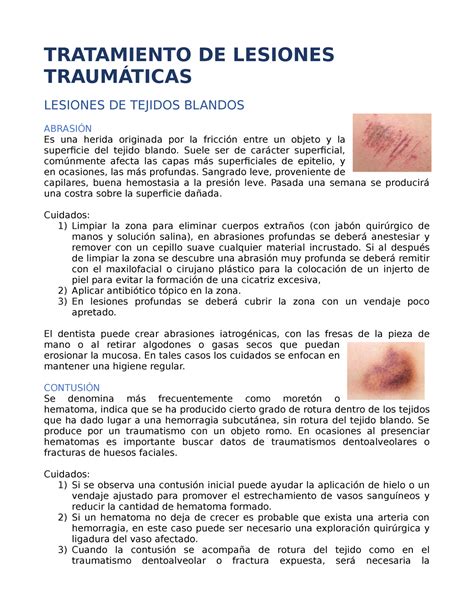 Lesiones Traumáticas Dentoalveolares a TRATAMIENTO DE LESIONES