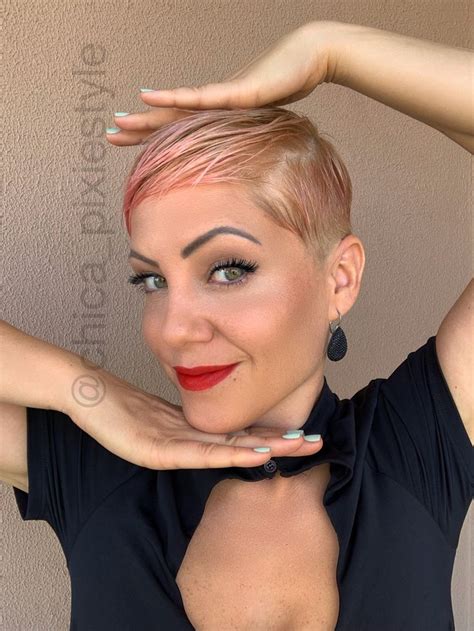 Pixiecut Shorthair Inspiration Pixie Pink Hair Pixiestyle Shaved Head