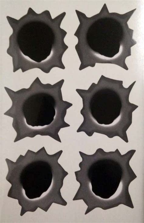 6 LARGE (big hole) Bullet Hole Vinyl Sticker Graphic Decal Car ...