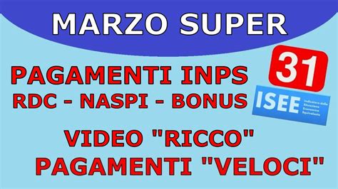 INIZIAMO MARZO CON I PAGAMENTI DEL MESE DA INPS BONUS IN ARRIVO I