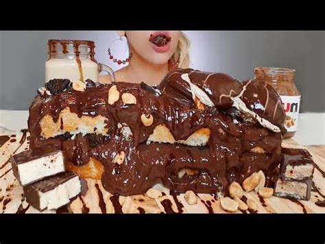 Asmr Chocolate Nut Pie Eating Sounds Mukbang