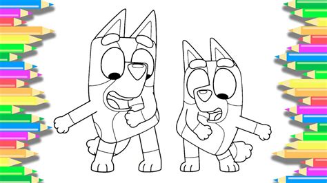 Bluey And Bingo Doing The Floss Dance Easy Fun Coloring Page Ncs