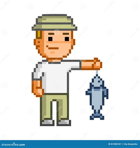 Pixel Art Of A Fishing Rod. Vector Illustration | CartoonDealer.com ...