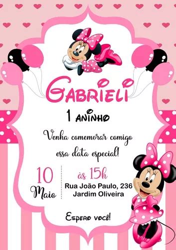 Convite Digital Anivers Rio Tema Minnie Rosa Desconto No Pre O