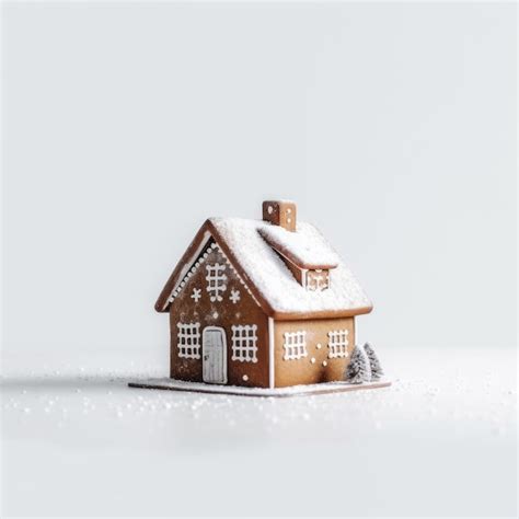 Premium AI Image A Small Gingerbread House With Snow On The Roof