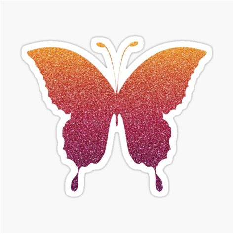 Red Orange Ombre Faux Glitter Butterfly Sticker For Sale By Felicity K Redbubble