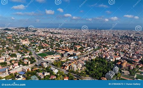 Aerial View of Barcelona City, Sarria-Sant Gervasi District, Sagrada ...