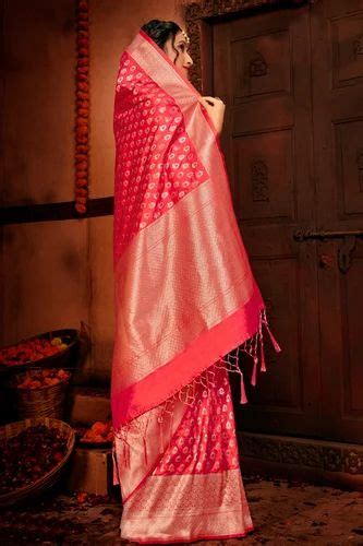 Admyrin Red Silk Woven Traditional Saree With Blouse Piece At Rs 2899