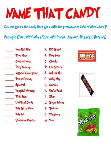 Best Templates Guess The Candy Bar Game