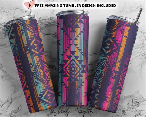 9 Aztec Tumbler Designs Bundle Seamless AZTEC 20oz Skinny Etsy