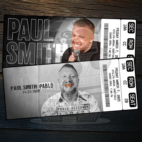 Printable Paul Smith Ticket Pablo Tour Personalized Live Comedy Show